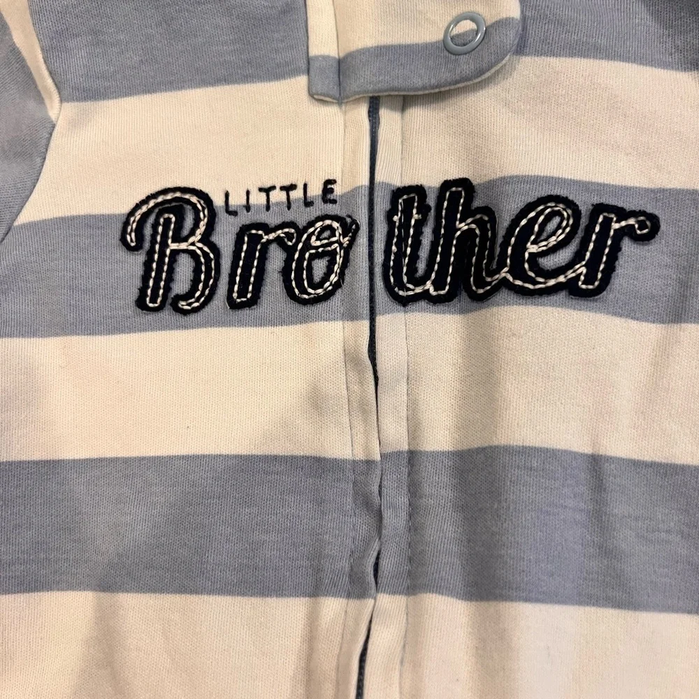CARTERS Little Brother Blue Striped Kids One Piece SIZE NB